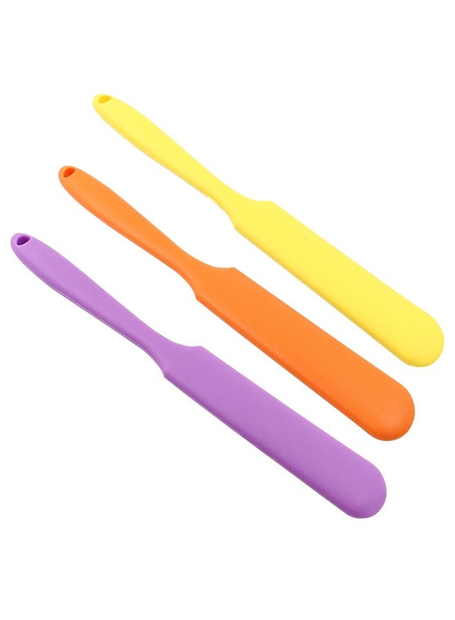 Coufce 3 Pieces Silicone Waxing Spatula Non Stick Wax Spatulas Resin Popsicle Sticks Hair Removal Waxing Applicator Non-Stick Kitchen Scraper (Orange, Yellow, Purple) - Image 1